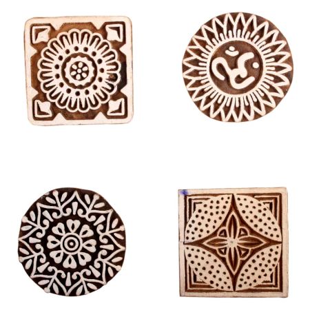 Set of 4 Piece New Mix Wooden Printing Block